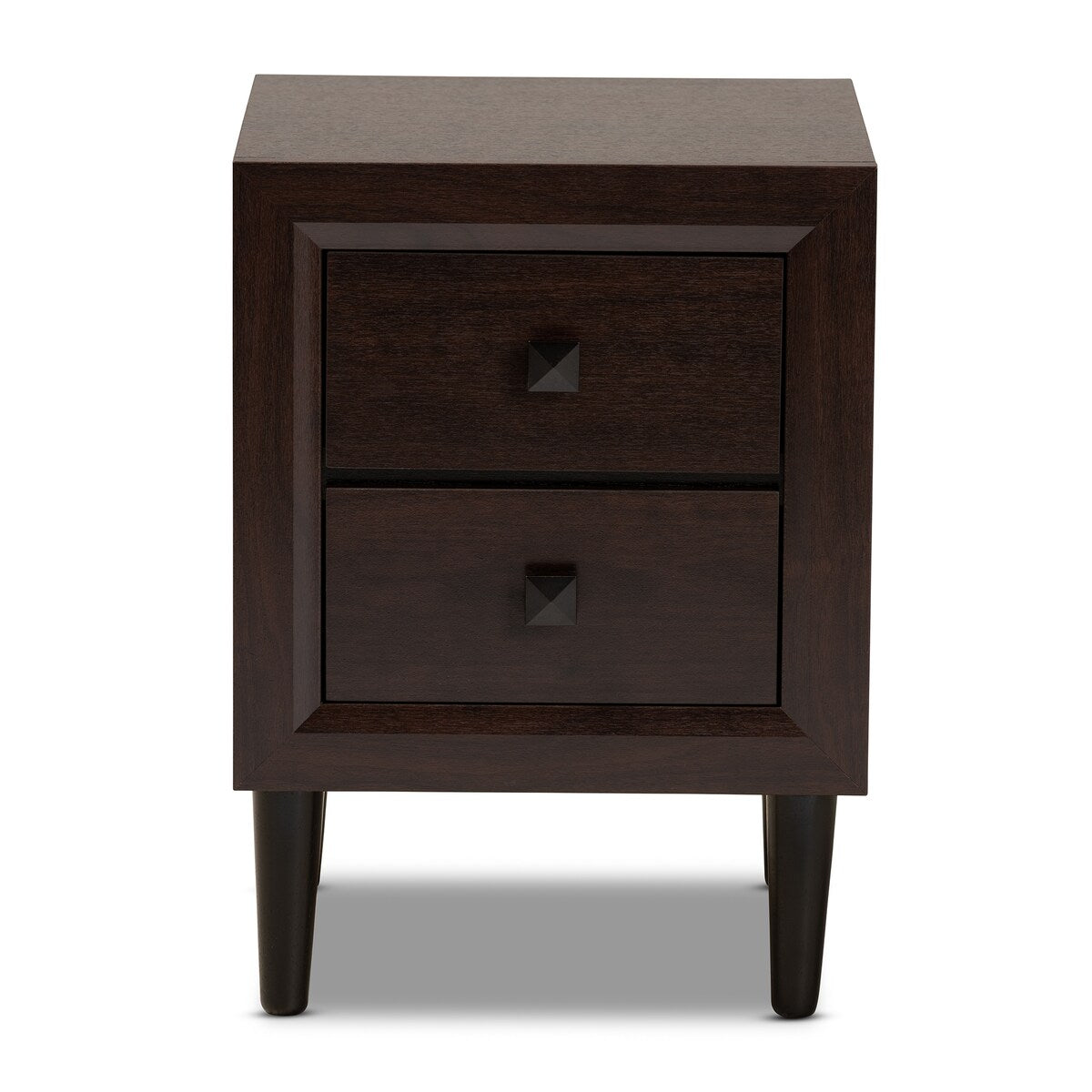 Feyan Mid-Century Modern Cherry Brown Finished 2-Drawer Wood Nightstand
