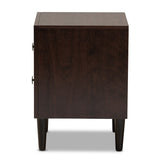 Feyan Mid-Century Modern Cherry Brown Finished 2-Drawer Wood Nightstand