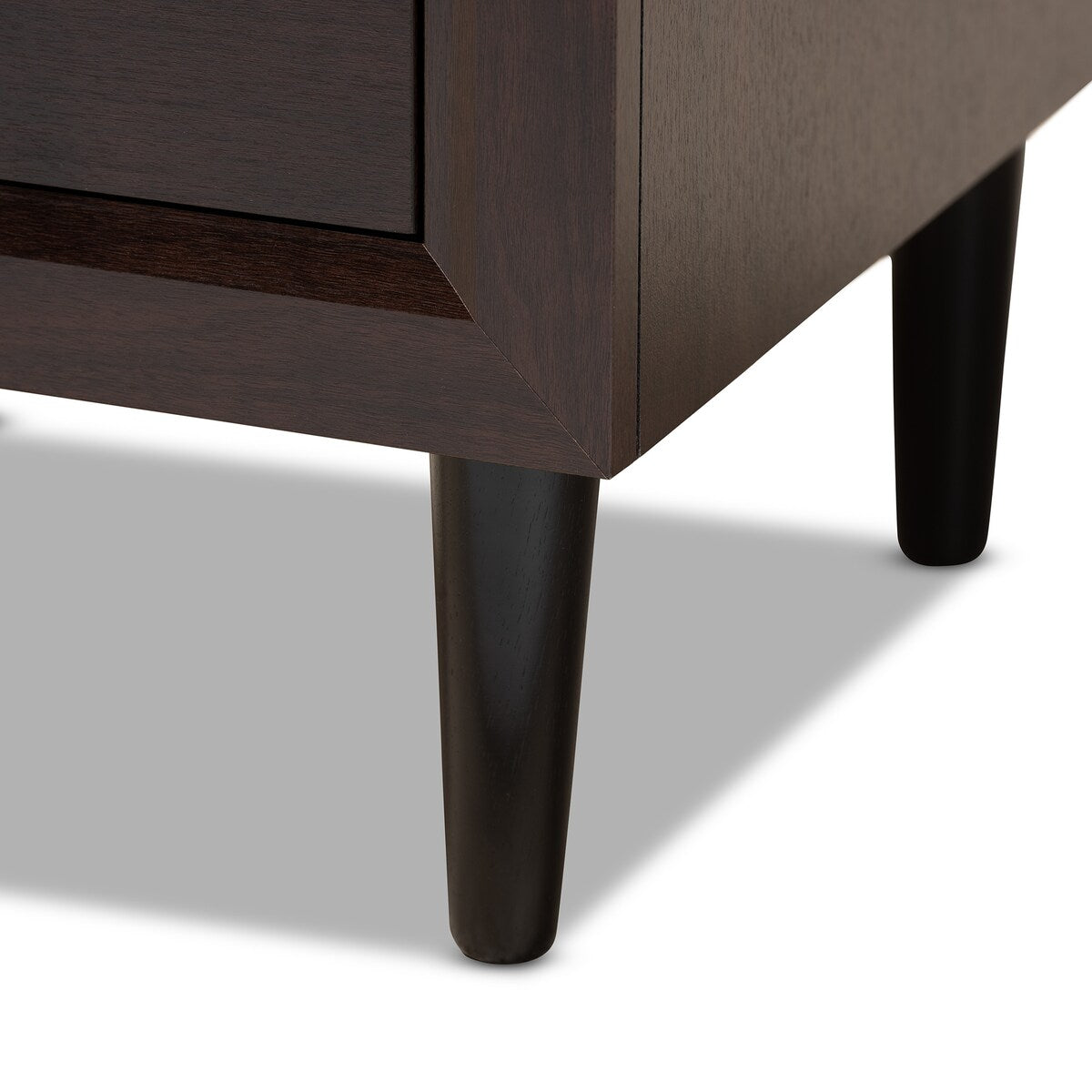 Feyan Mid-Century Modern Cherry Brown Finished 2-Drawer Wood Nightstand