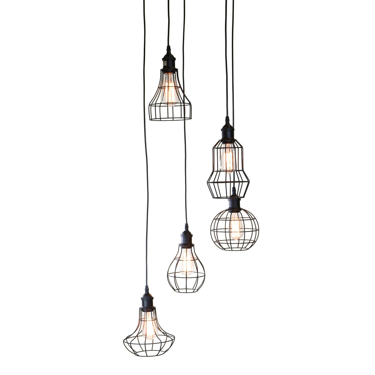 Fezic Black 5-Light Pendant Cluster Chandelier