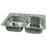 Fhp FDS804N 33" X 22" X 8" Satin Double Bowl Top Mount Kitchen Sink