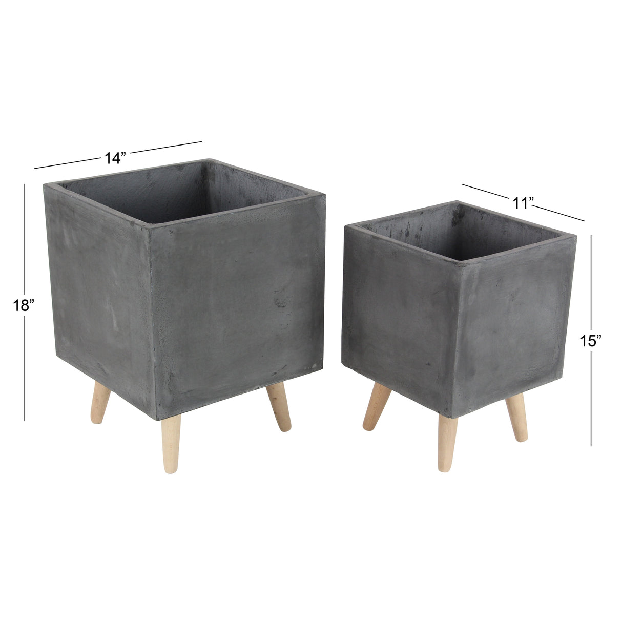 White Light Grey or Grey Fiber Clay Boho Modern Planter Pot (Set of 2) - S/2 15", 18"H