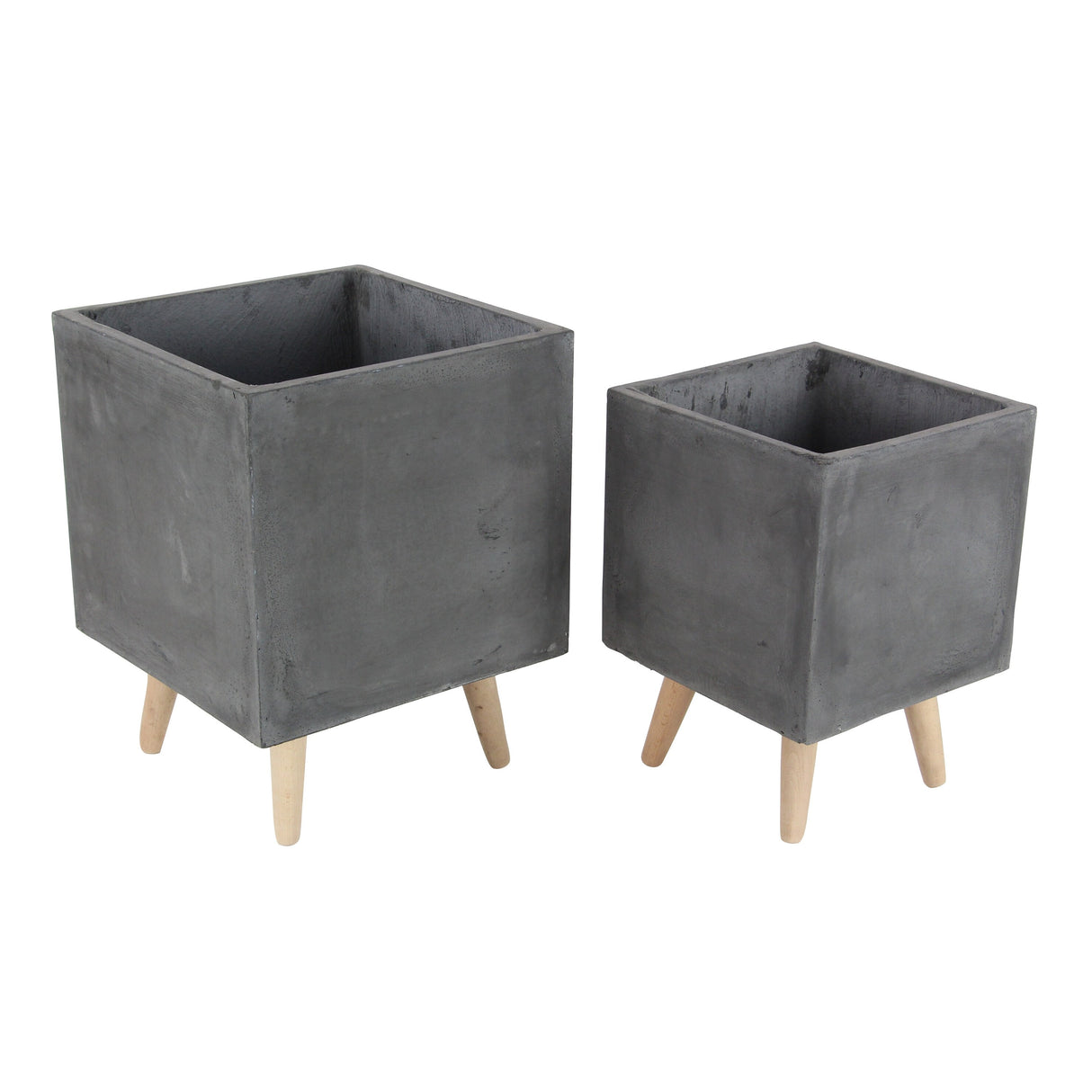 White Light Grey or Grey Fiber Clay Boho Modern Planter Pot (Set of 2) - S/2 15", 18"H