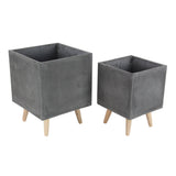 White Light Grey or Grey Fiber Clay Boho Modern Planter Pot (Set of 2) - S/2 15", 18"H