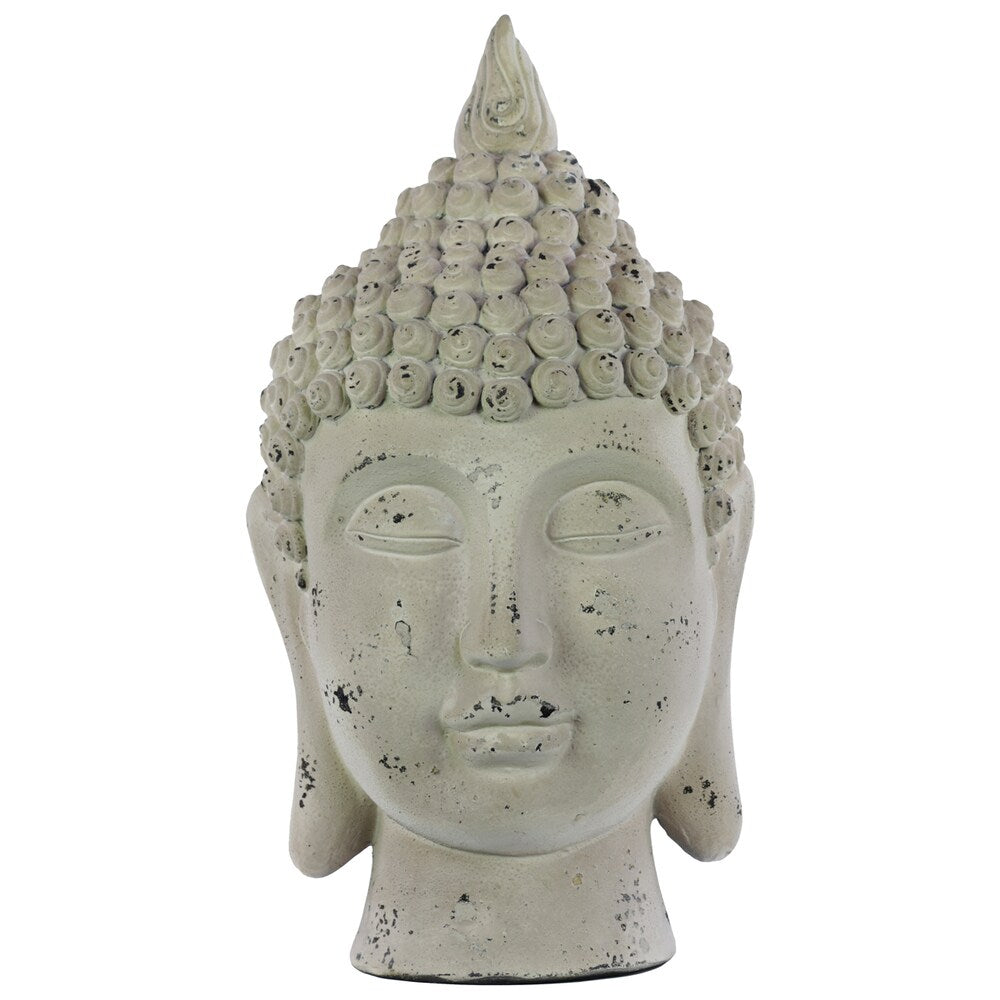 Dark Beige Fiberstone Buddha Head with Pointed Ushnisha