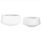 Fiberstone Round Planter with Tapered Base, Set of 2, White