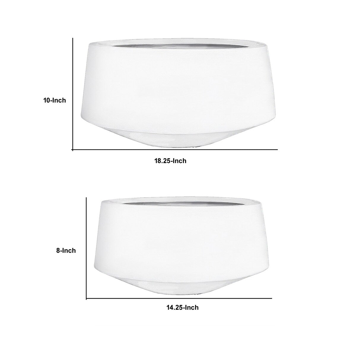 Fiberstone Round Planter with Tapered Base, Set of 2, White