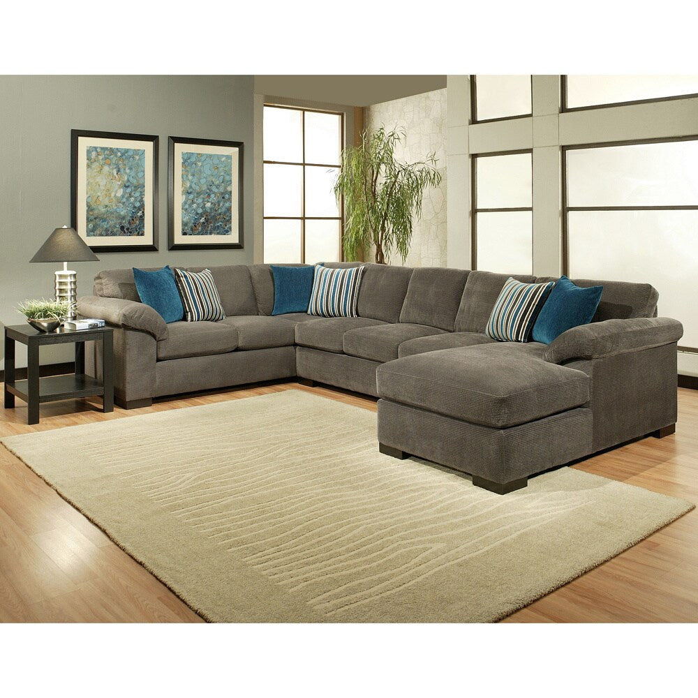 Furniture of America Fiercely 3-piece Micro-Denier Flannel Upholstered Sectional