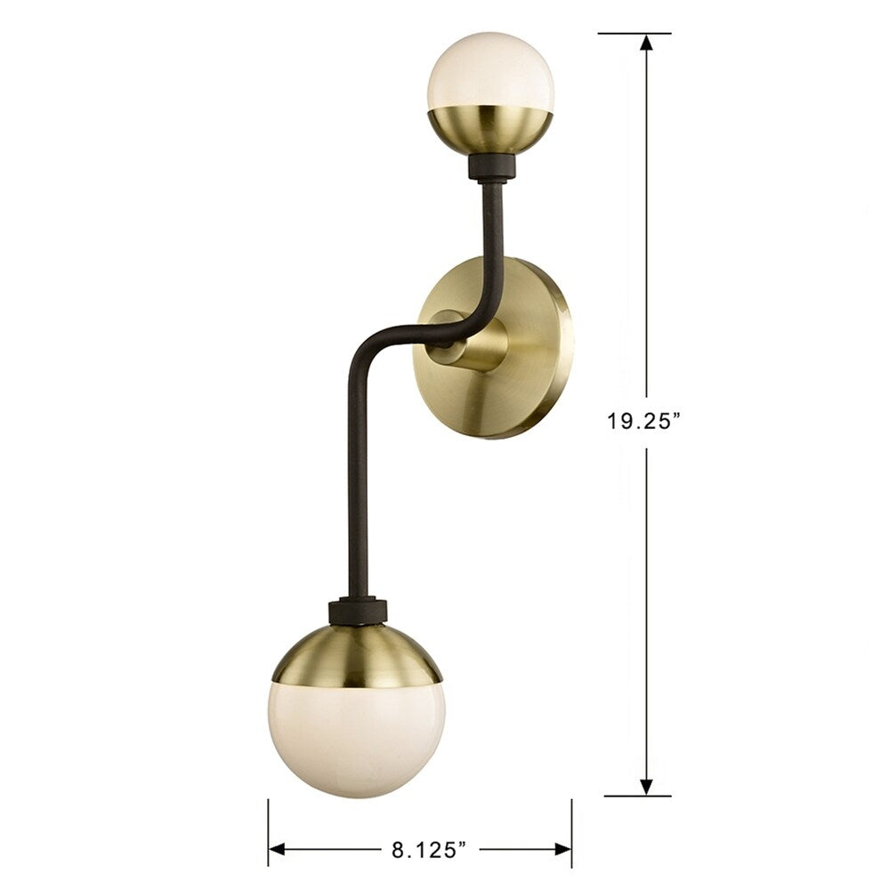 Fifth and Main Hipster 2-light Bronze Brass Wall Sconce with Opal Glass