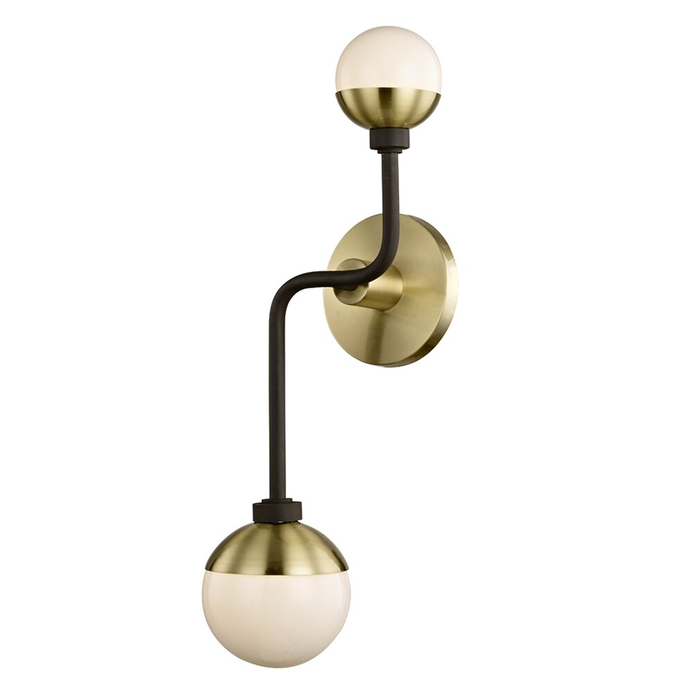 Fifth and Main Hipster 2-light Bronze Brass Wall Sconce with Opal Glass