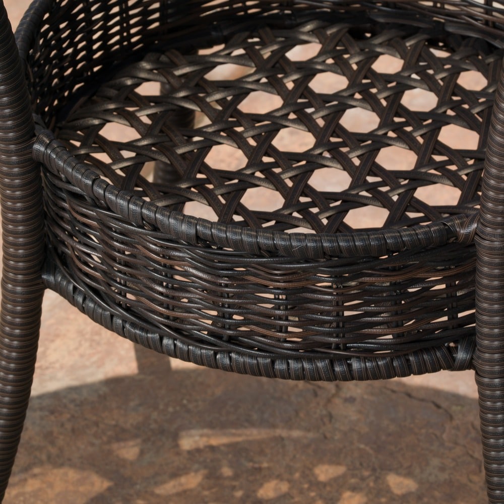 Figi Outdoor 27-inch Wicker Glass Table by Christopher Knight Home - 27.75"W x 27.75"D x 27.5"H