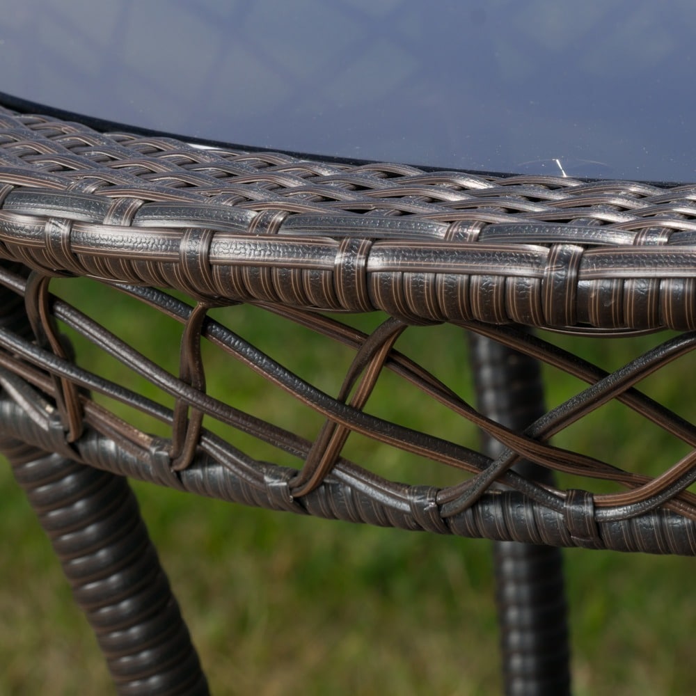 Figi Outdoor 27-inch Wicker Glass Table by Christopher Knight Home - 27.75"W x 27.75"D x 27.5"H