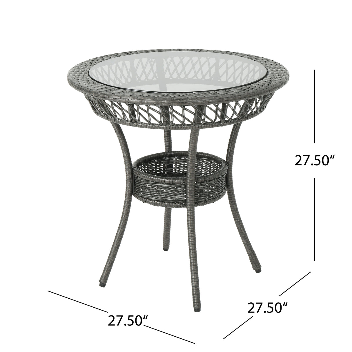 Figi Outdoor 27-inch Wicker Glass Table by Christopher Knight Home - 27.75"W x 27.75"D x 27.5"H