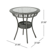 Figi Outdoor 27-inch Wicker Glass Table by Christopher Knight Home - 27.75"W x 27.75"D x 27.5"H