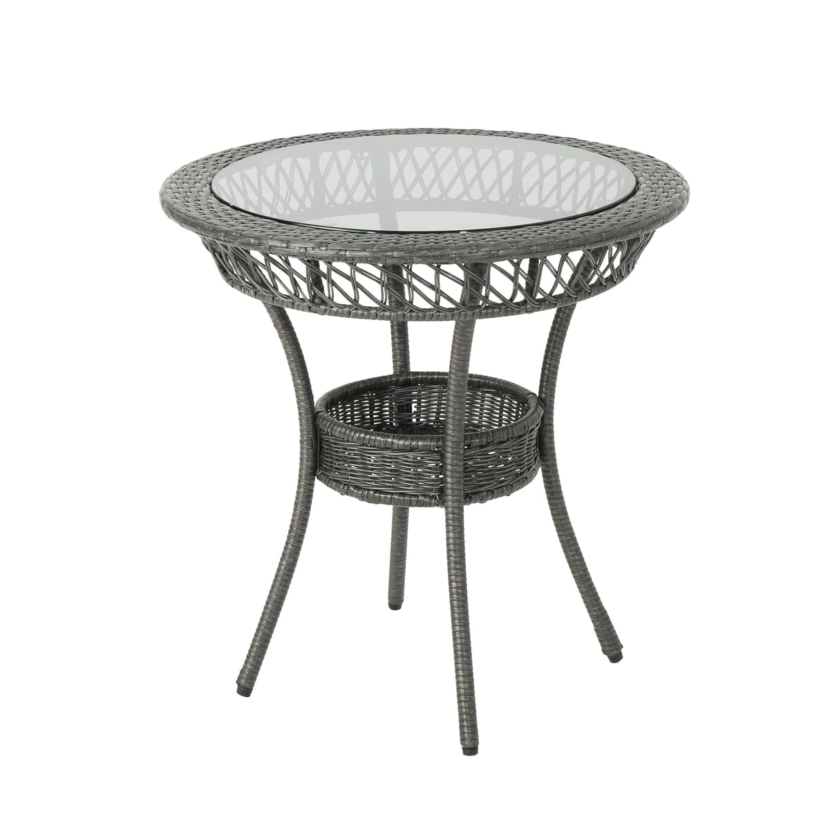 Figi Outdoor 27-inch Wicker Glass Table by Christopher Knight Home - 27.75"W x 27.75"D x 27.5"H