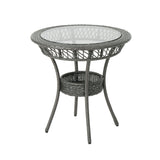 Figi Outdoor 27-inch Wicker Glass Table by Christopher Knight Home - 27.75"W x 27.75"D x 27.5"H