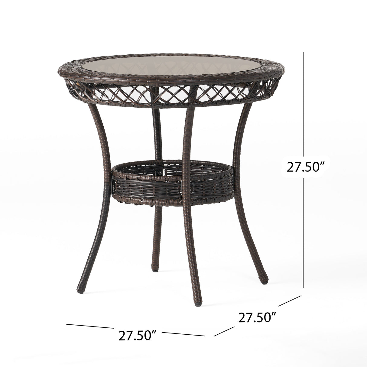 Figi Outdoor 27-inch Wicker Glass Table by Christopher Knight Home - 27.75"W x 27.75"D x 27.5"H