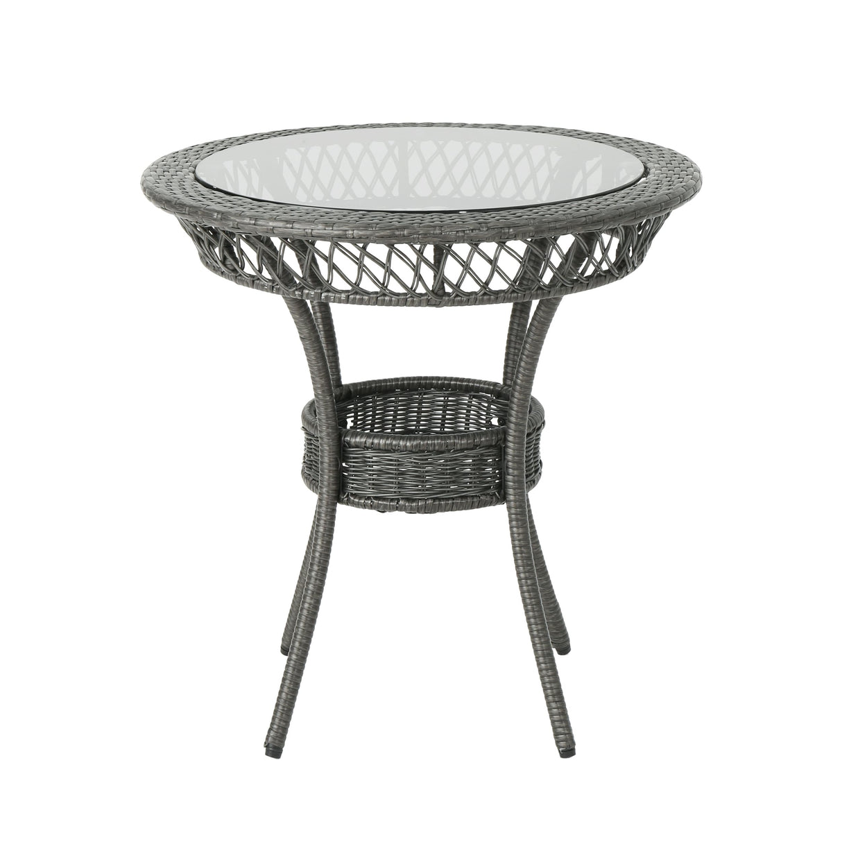 Figi Outdoor 27-inch Wicker Glass Table by Christopher Knight Home - 27.75"W x 27.75"D x 27.5"H