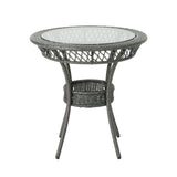 Figi Outdoor 27-inch Wicker Glass Table by Christopher Knight Home - 27.75"W x 27.75"D x 27.5"H