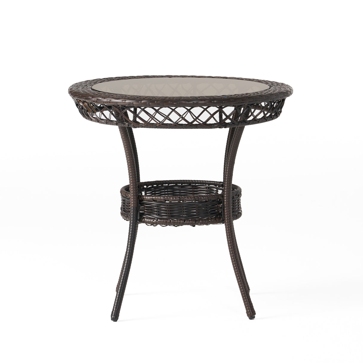 Figi Outdoor 27-inch Wicker Glass Table by Christopher Knight Home - 27.75"W x 27.75"D x 27.5"H