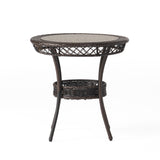 Figi Outdoor 27-inch Wicker Glass Table by Christopher Knight Home - 27.75"W x 27.75"D x 27.5"H