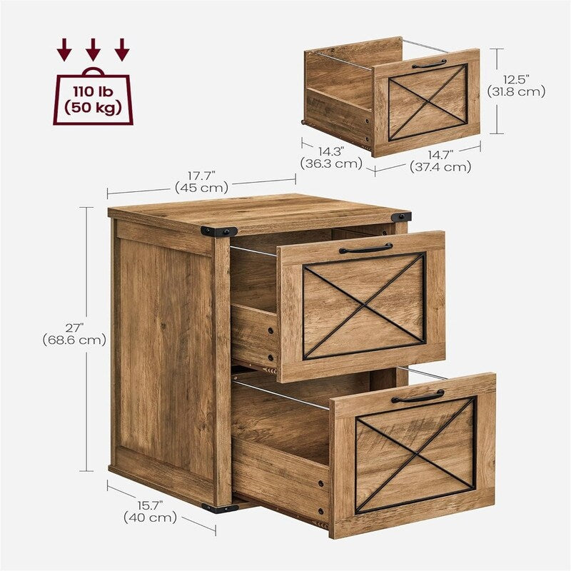 File Cabinet Filing Cabinet with 2 Drawers - 15.7"D x 17.7"W x 27"H