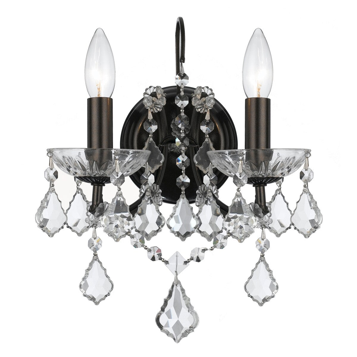 Filmore 2 Light Clear Crystal Bronze Sconce - 10.5'' W x 12.5'' H x 7'' D