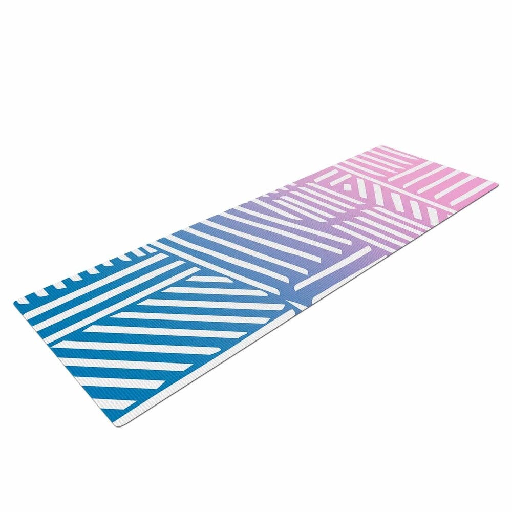 Fimbis "Gradient Strypes" Blue Pink Abstract Stripes Digital Mixed Media Yoga Mat
