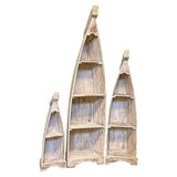 Fin 3 Piece Wood Rack Shelves, Boat, Nautical, Distressed Washed Brown