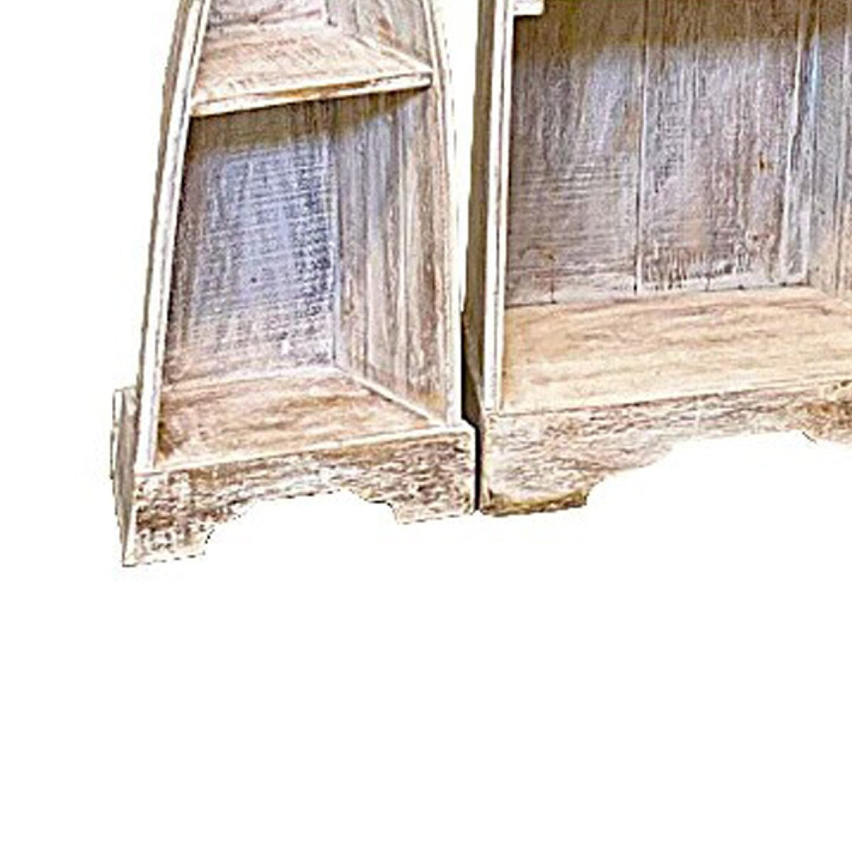 Fin 3 Piece Wood Rack Shelves, Boat, Nautical, Distressed Washed Brown