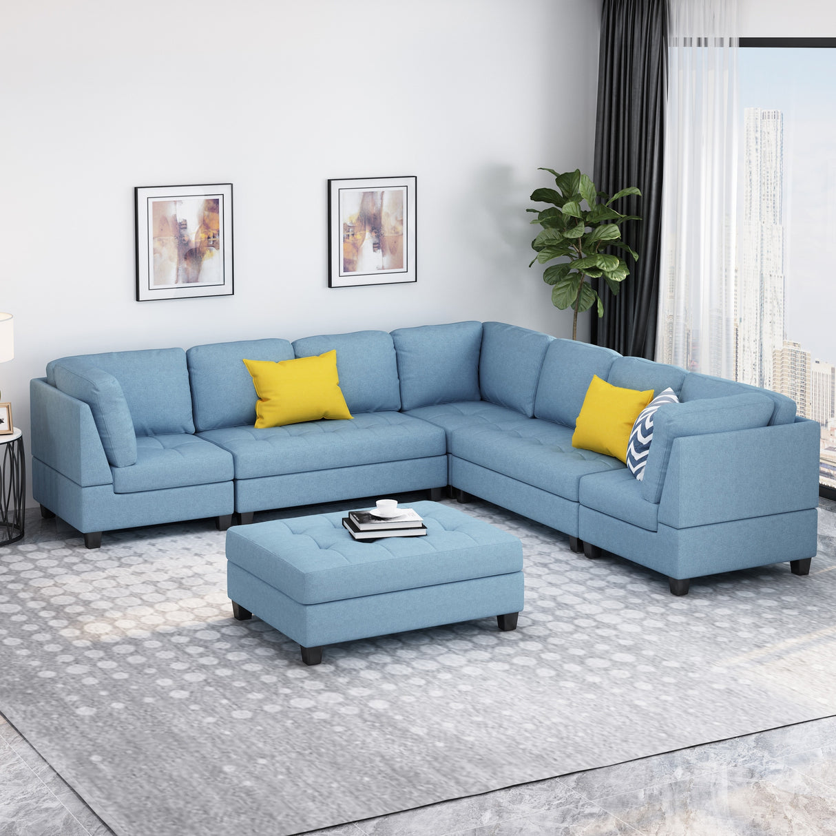 Findon Contemporary 6-piece Fabric Sectional by Christopher Knight Home