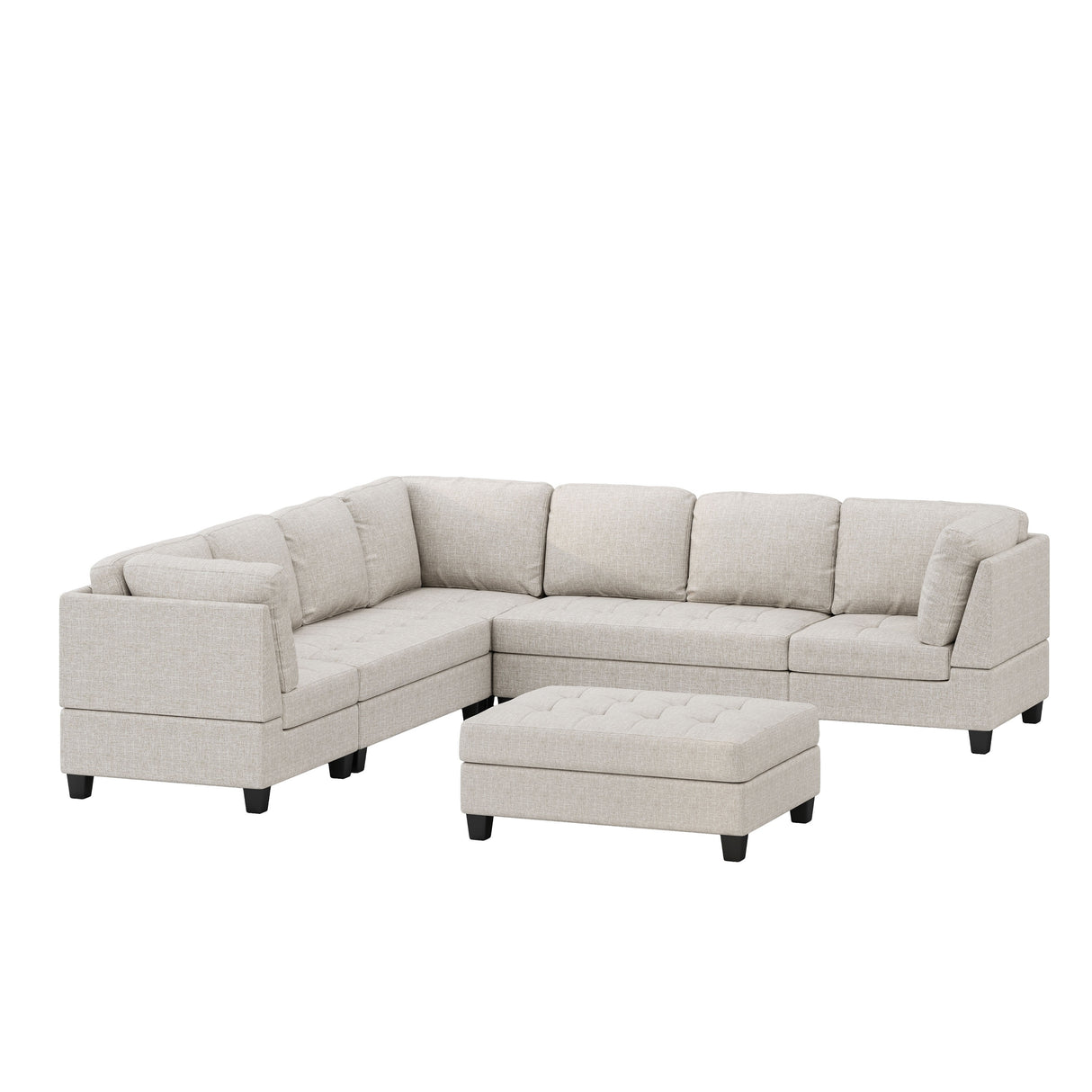 Findon Fabric 7 Seater Tufted Sectional Sofa by Christopher Knight Home