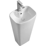 Fine Fixtures Plainfield Pedestal, Elegant One Piece Pedestal Sink, Center Faucet Hole, Vitreous China, White