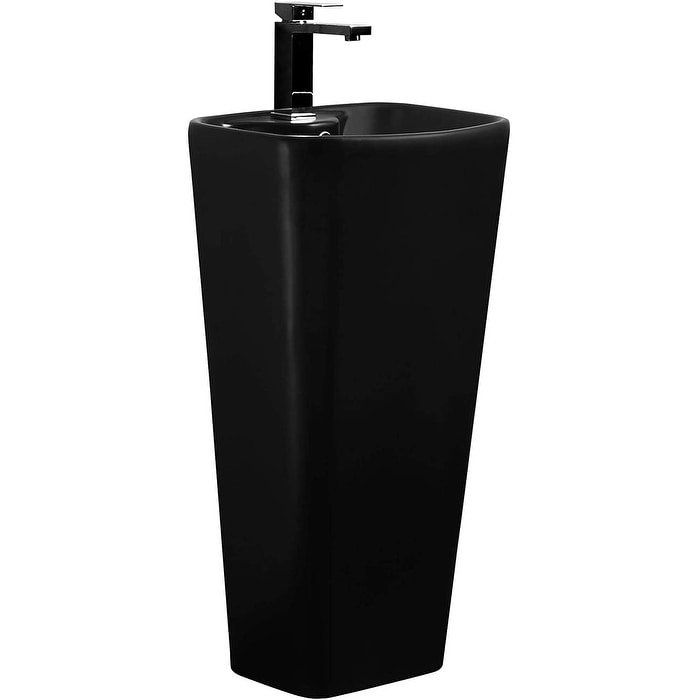 Fine Fixtures Plainfield Pedestal, Elegant One Piece Pedestal Sink, Center Faucet Hole, Vitreous China, White