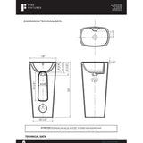 Fine Fixtures Plainfield Pedestal, Elegant One Piece Pedestal Sink, Center Faucet Hole, Vitreous China, White