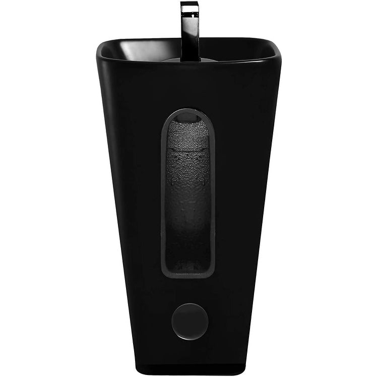 Fine Fixtures Plainfield Pedestal, Elegant One Piece Pedestal Sink, Center Faucet Hole, Vitreous China, White