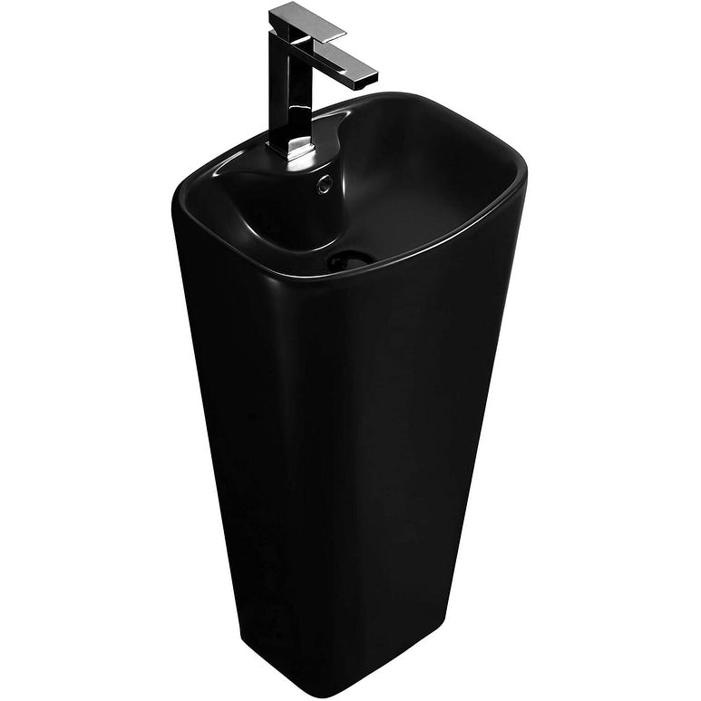 Fine Fixtures Plainfield Pedestal, Elegant One Piece Pedestal Sink, Center Faucet Hole, Vitreous China, White