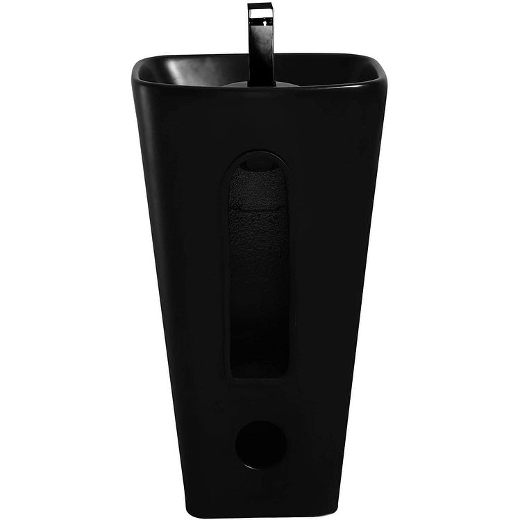 Fine Fixtures Plainfield Pedestal, Elegant One Piece Pedestal Sink, Center Faucet Hole, Vitreous China, White
