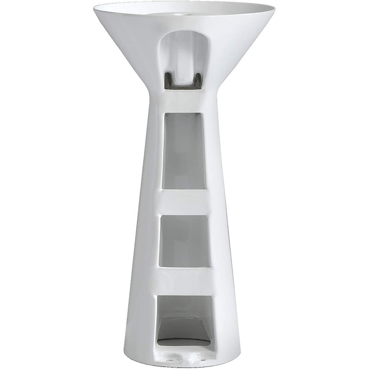 Fine Fixtures Pyramid Pedestal, Elegant One Piece Pedestal Sink, Center Faucet Hole, Vitreous China, White