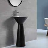 Fine Fixtures Pyramid Pedestal, Elegant One Piece Pedestal Sink, Center Faucet Hole, Vitreous China, White
