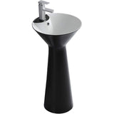 Fine Fixtures Pyramid Pedestal, Elegant One Piece Pedestal Sink, Center Faucet Hole, Vitreous China, White