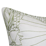Edie At Home Fine Line Embroidered Floral 18x18 Indoor & Outdoor Decorative Pillow, Lime Green