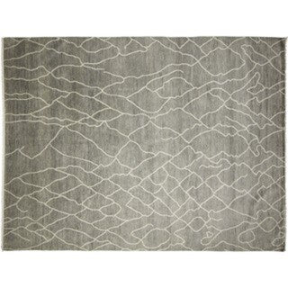 Fine Oushak Anass Grey Hand-knotted Rug (9' x 11'9)