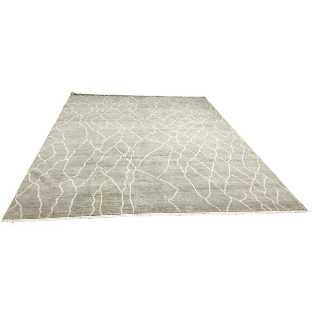 Fine Oushak Anass Grey Hand-knotted Rug (9' x 11'9)