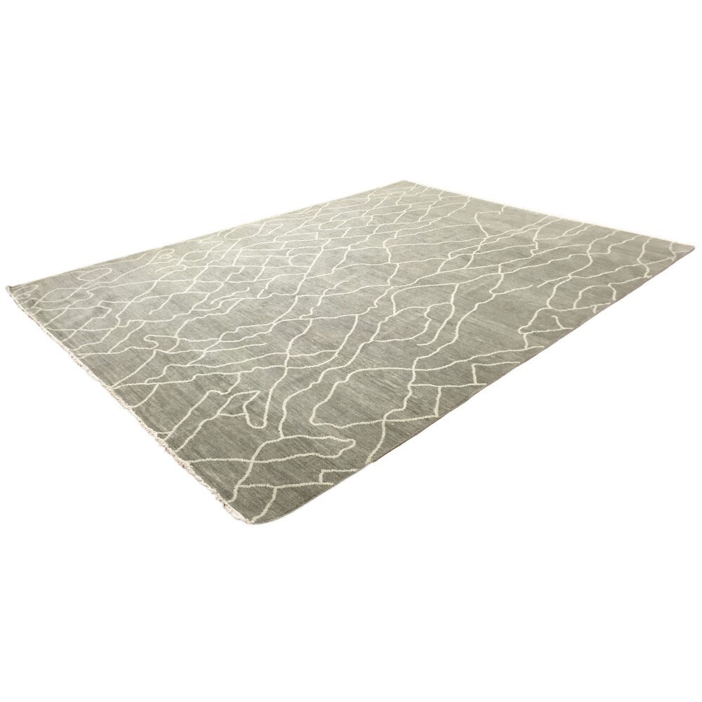 Fine Oushak Anass Grey Hand-knotted Rug (9' x 11'9)