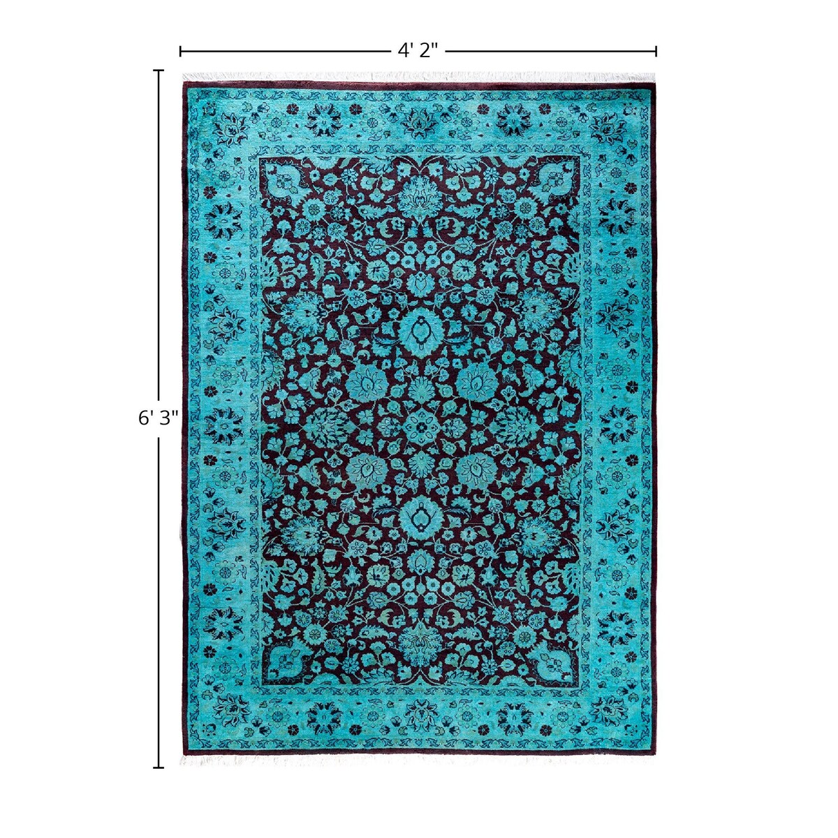 Fine Vibrance One-of-a-Kind Hand-Knotted Area Rug - Blue, 4' 2" x 6' 3" - 4' 2" x 6' 3"