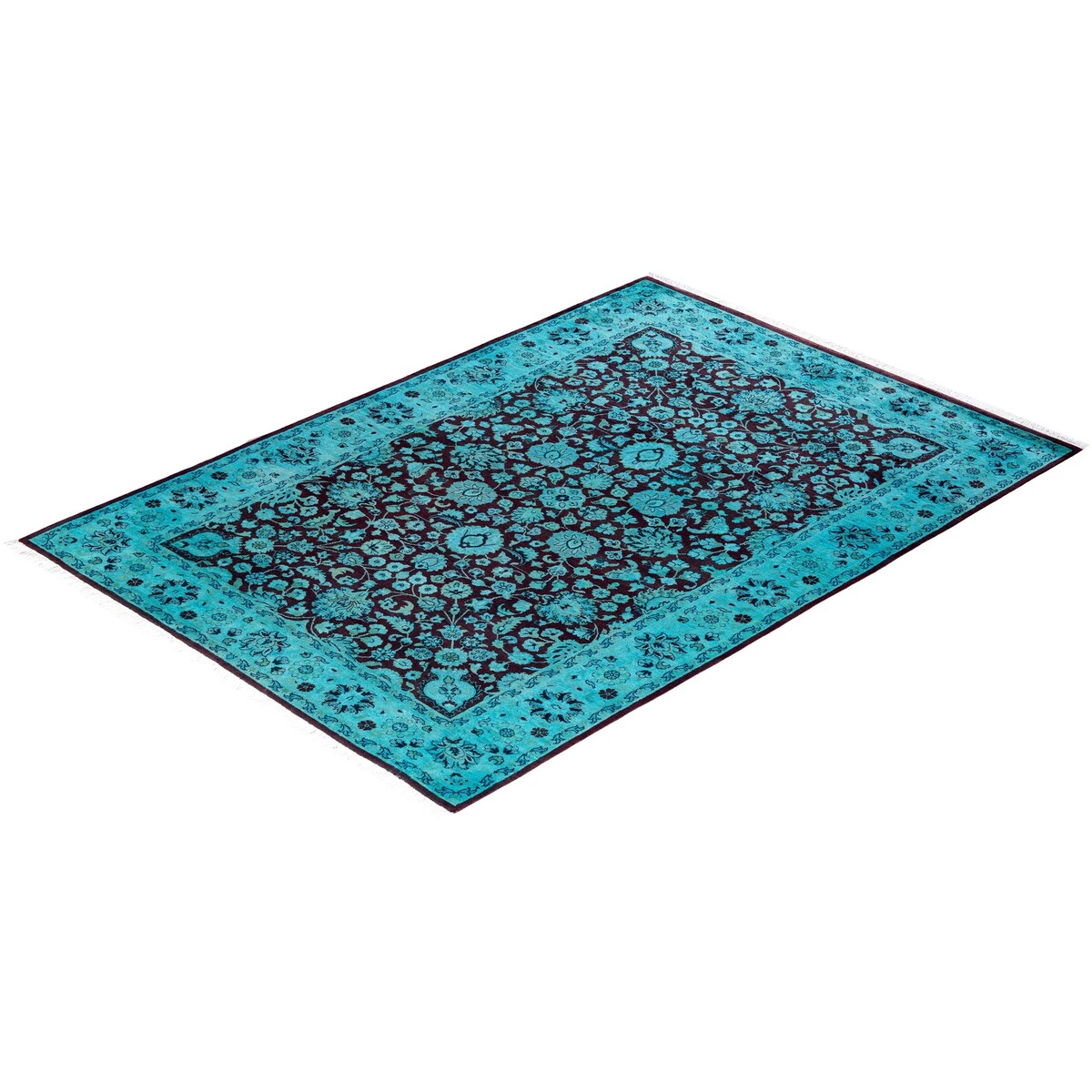 Fine Vibrance One-of-a-Kind Hand-Knotted Area Rug - Blue, 4' 2" x 6' 3" - 4' 2" x 6' 3"