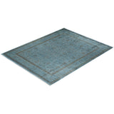 Overton Hand Knotted Wool Vintage Inspired Modern Contemporary Overdyed Blue Area Rug - 8' 2" x 10' 4"
