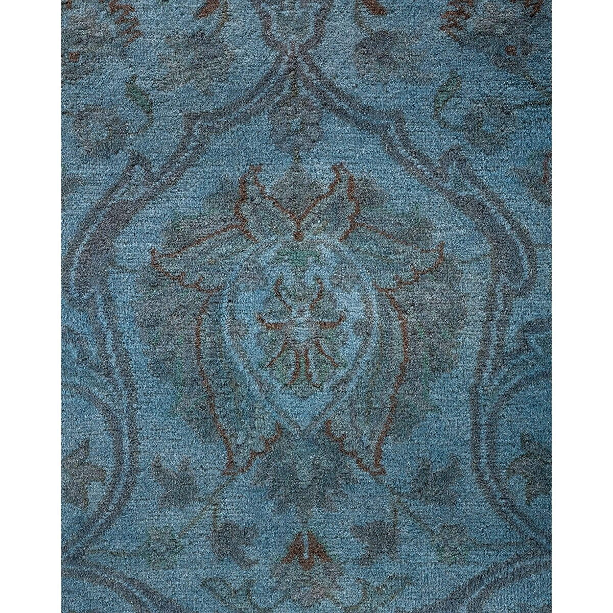 Overton Hand Knotted Wool Vintage Inspired Modern Contemporary Overdyed Blue Area Rug - 8' 2" x 10' 4"
