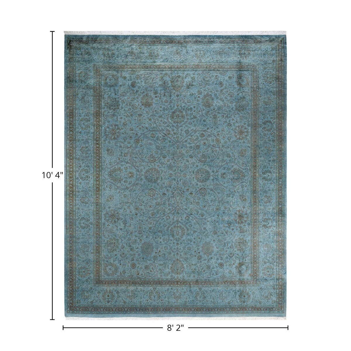 Overton Hand Knotted Wool Vintage Inspired Modern Contemporary Overdyed Blue Area Rug - 8' 2" x 10' 4"